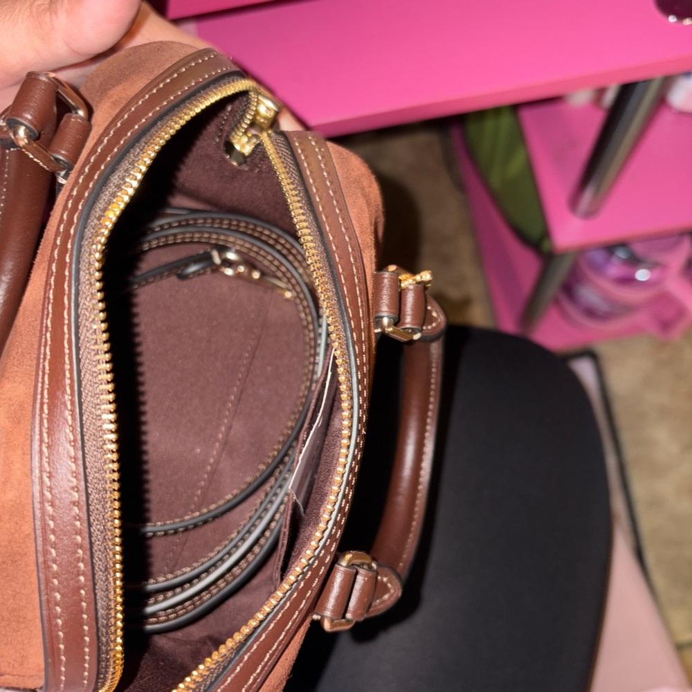 New Coach Mini Rowan Crossbody Bag CCF29, suede/Im/Vintage Brown - Picture 10 of 11